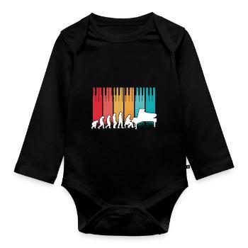 Evolution Piano Musician Keyboard Orchestra - Baby Bio-Langarm-Body - Schwarz - Vorne