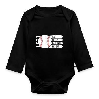 MANGER DORMIR BASEBALL RÉPÉTER - Body Bébé bio manches longues - noir - Devant