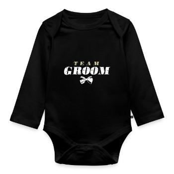 Citation de mariage du marié de l’équipe - Body Bébé bio manches longues - noir - Devant