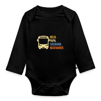 Bus Vater Papa Busfahrer - Baby Bio-Langarm-Body - Schwarz - Vorne