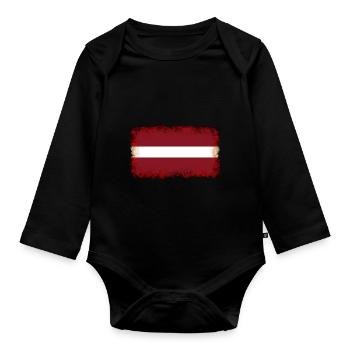 Flag Latvia - Organic Longsleeve Baby Bodysuit - black - Front