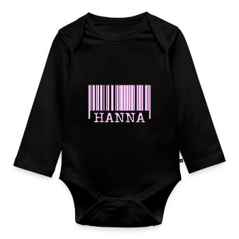 Name Hanna - Baby Bio-Langarm-Body - Schwarz - Vorne
