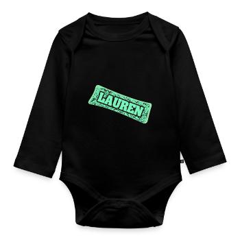 Nom de naissance Lauren - Body Bébé bio manches longues - noir - Devant