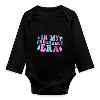 In My Pregnancy Era Baby Announcement - Organic Longsleeve Baby Bodysuit - black - Front