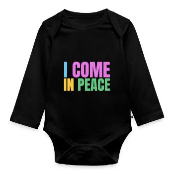 I come in peace im peace couples - Baby Bio-Langarm-Body - Schwarz - Vorne