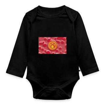 Gift for Kyrgyzstan - Organic Longsleeve Baby Bodysuit - black - Front