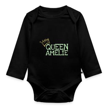 Amelie als Vorname - Baby Bio-Langarm-Body - Schwarz - Vorne