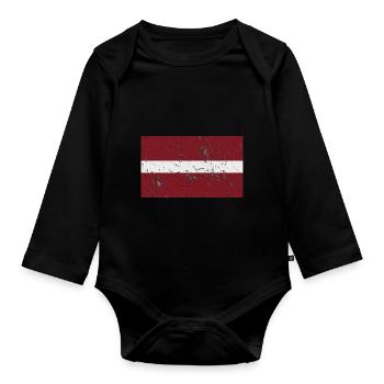 Geschenk für Lettland - Baby Bio-Langarm-Body - Schwarz - Vorne