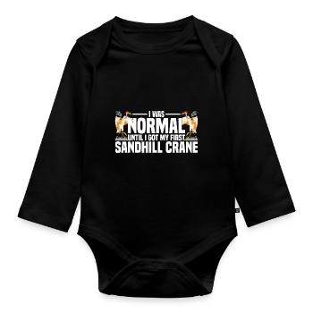 Kanadakranich | Kanadischer Kranich Vogel Geschenk - Baby Bio-Langarm-Body - Schwarz - Vorne
