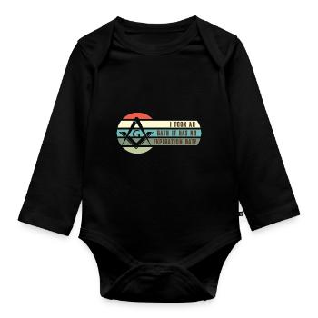 Freimaurer Winkel & Zirkel FREEMASON Prince Hall - Baby Bio-Langarm-Body - Schwarz - Vorne