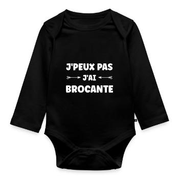 Vide grenier humour brocante - Body Bébé bio manches longues - noir - Devant