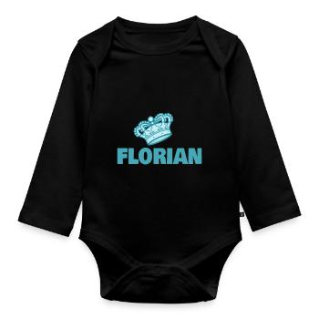 Gift for Florian - Organic Longsleeve Baby Bodysuit - black - Front