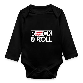 Mutiges Rock & Roll Hashtag Statement T-Shirt - Baby Bio-Langarm-Body - Schwarz - Vorne