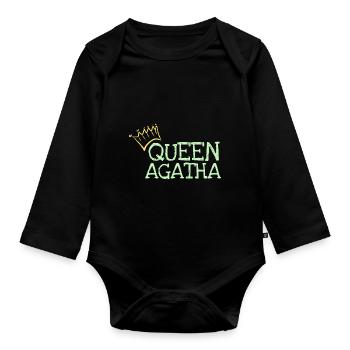 Geschenk für Agatha - Baby Bio-Langarm-Body - Schwarz - Vorne
