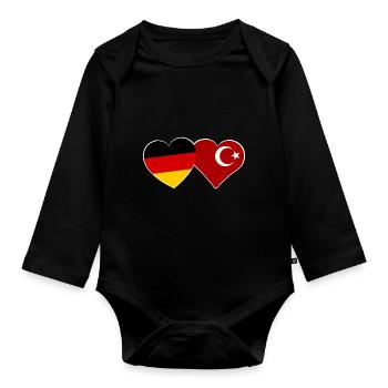 Partners Turkey and Germany - Organic Longsleeve Baby Bodysuit - black - Front