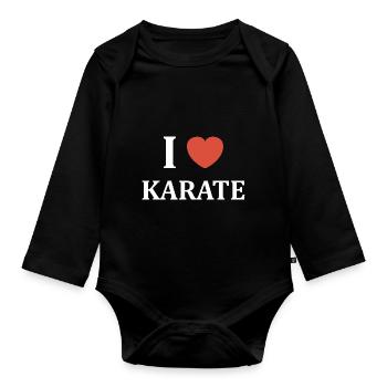 karate - Organic Longsleeve Baby Bodysuit - black - Front