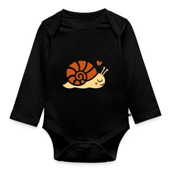 Schnecke - Baby Bio-Langarm-Body - Schwarz - Vorne