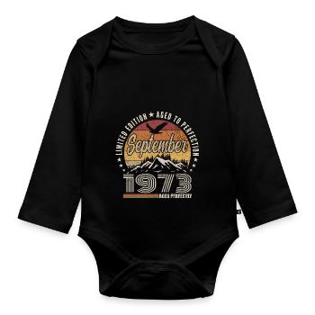 Born in September 1973 - Birthday September 1973 - Organic Longsleeve Baby Bodysuit - black - Front