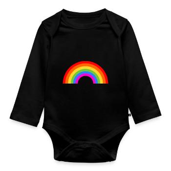 rainbow - Organic Longsleeve Baby Bodysuit - black - Front