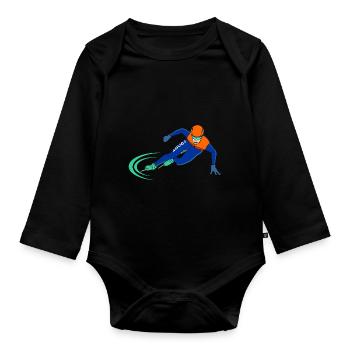 shorttrack eisschnelllauf schlittschuh geschenk - Baby Bio-Langarm-Body - Schwarz - Vorne