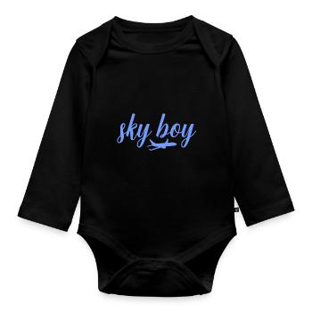 sky boy Flight Attendant Steward Job Cabin Crew - Body Bébé bio manches longues - noir - Devant