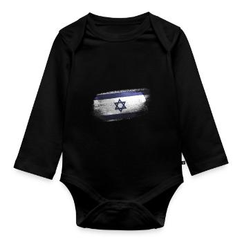 Israël Vernse drapeau Idée de cadeau - Body Bébé bio manches longues - noir - Devant