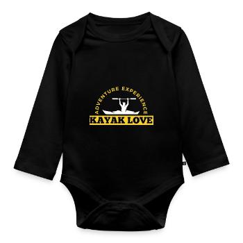 kayak love canoë retro - Body Bébé bio manches longues - noir - Devant