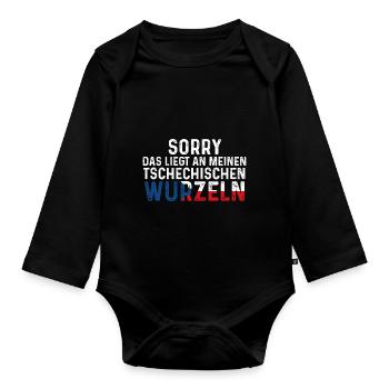Tschechische Wurzeln Tscheche Tschechien - Baby Bio-Langarm-Body - Schwarz - Vorne
