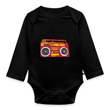 Hip Hop Beat Producer Retro Ghetto Blaster 1990s - Baby Bio-Langarm-Body - Schwarz - Vorne
