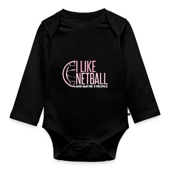 J’aime le netball et peut-être 3 personnes - Body Bébé bio manches longues - noir - Devant