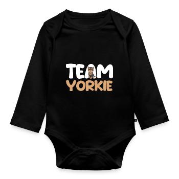 Hund Yorkie - Baby Bio-Langarm-Body - Schwarz - Vorne