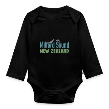 Milford Sound New Zealand - Organic Longsleeve Baby Bodysuit - black - Front