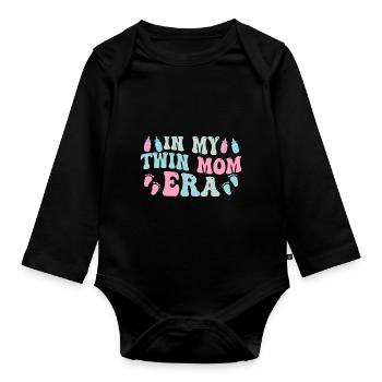 À l’époque de ma mère de jumeaux - Body Bébé bio manches longues - noir - Devant