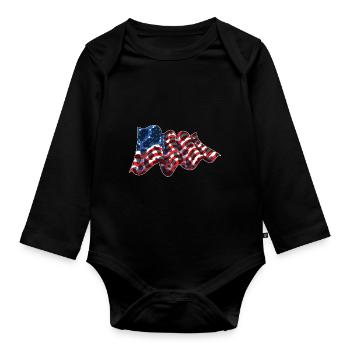 Vache motif USA drapeau ferme Animal cadeau vache - Body Bébé bio manches longues - noir - Devant