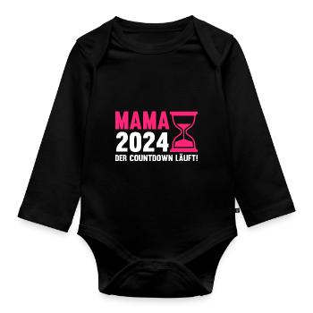 Werdende Mama 2024 - Baby Bio-Langarm-Body - Schwarz - Vorne