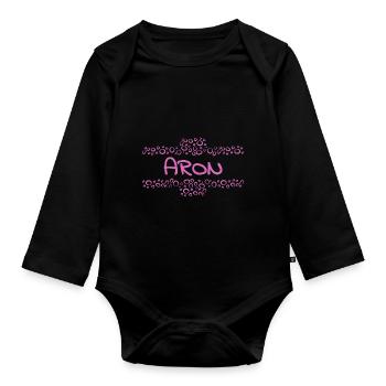 Aron as a first name - Organic Longsleeve Baby Bodysuit - black - Front
