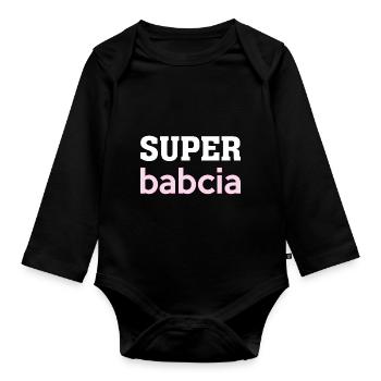 Super Babcia Poland Grandma Polska Polish - Organic Longsleeve Baby Bodysuit - black - Front
