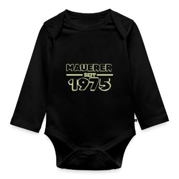 Master mason 1975 - Organic Longsleeve Baby Bodysuit - black - Front