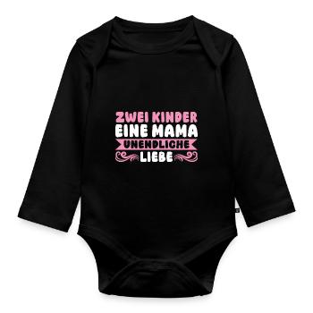 Mama Von 2 Kindern - Baby Bio-Langarm-Body - Schwarz - Vorne