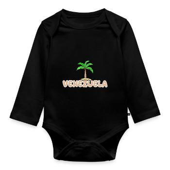 Venezuela - Organic Longsleeve Baby Bodysuit - black - Front