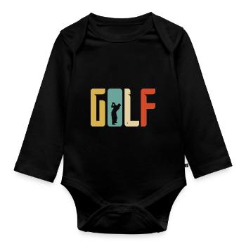 Golf cadeau rétro décote - Body Bébé bio manches longues - noir - Devant