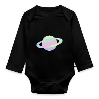 Planet Clipart - Organic Longsleeve Baby Bodysuit - black - Front