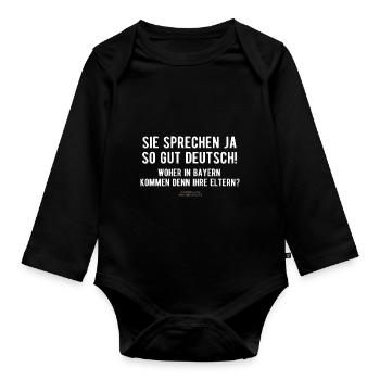 Sayings T Shirt Speak German - Organic Longsleeve Baby Bodysuit - black - Front
