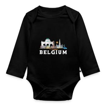 Belgium - Organic Longsleeve Baby Bodysuit - black - Front
