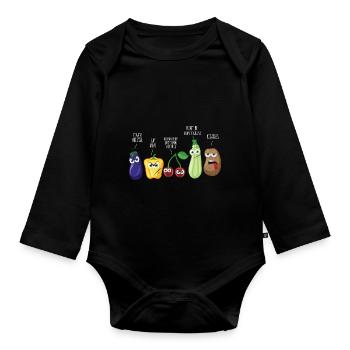 Drôle de légume Humour Végétalien citation sarcastique - Body Bébé bio manches longues - noir - Devant