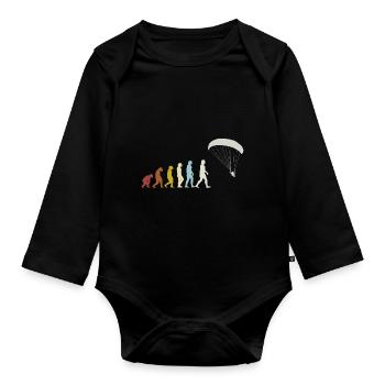 Paragliding Paragliding Evolution - Organic Longsleeve Baby Bodysuit - black - Front