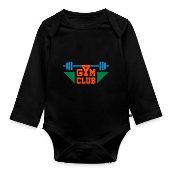 Gym club (Hantel, Dreiecke) - Baby Bio-Langarm-Body - Schwarz - Vorne