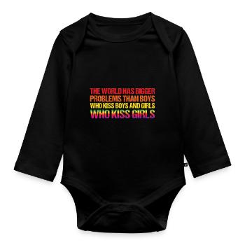 The World Has Bigger Problems Than Boys Who Kiss B - Baby Bio-Langarm-Body - Schwarz - Vorne