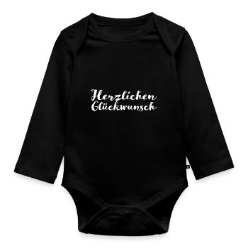 Herzlichen Glückwunsch - Baby Bio-Langarm-Body - Schwarz - Vorne