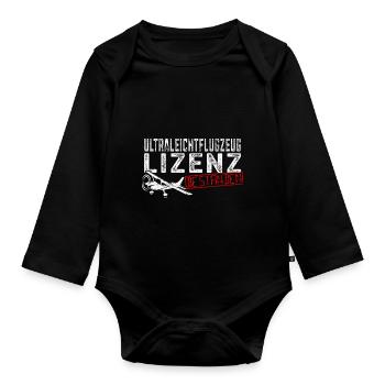 Ultraleichtflugzeug Lizenz bestanden Pilot - Baby Bio-Langarm-Body - Schwarz - Vorne